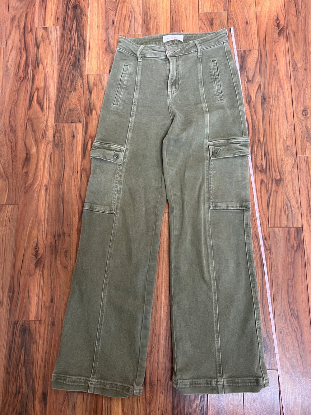 Women's Risen Olive Green Boot-Cut Cargo Jeans